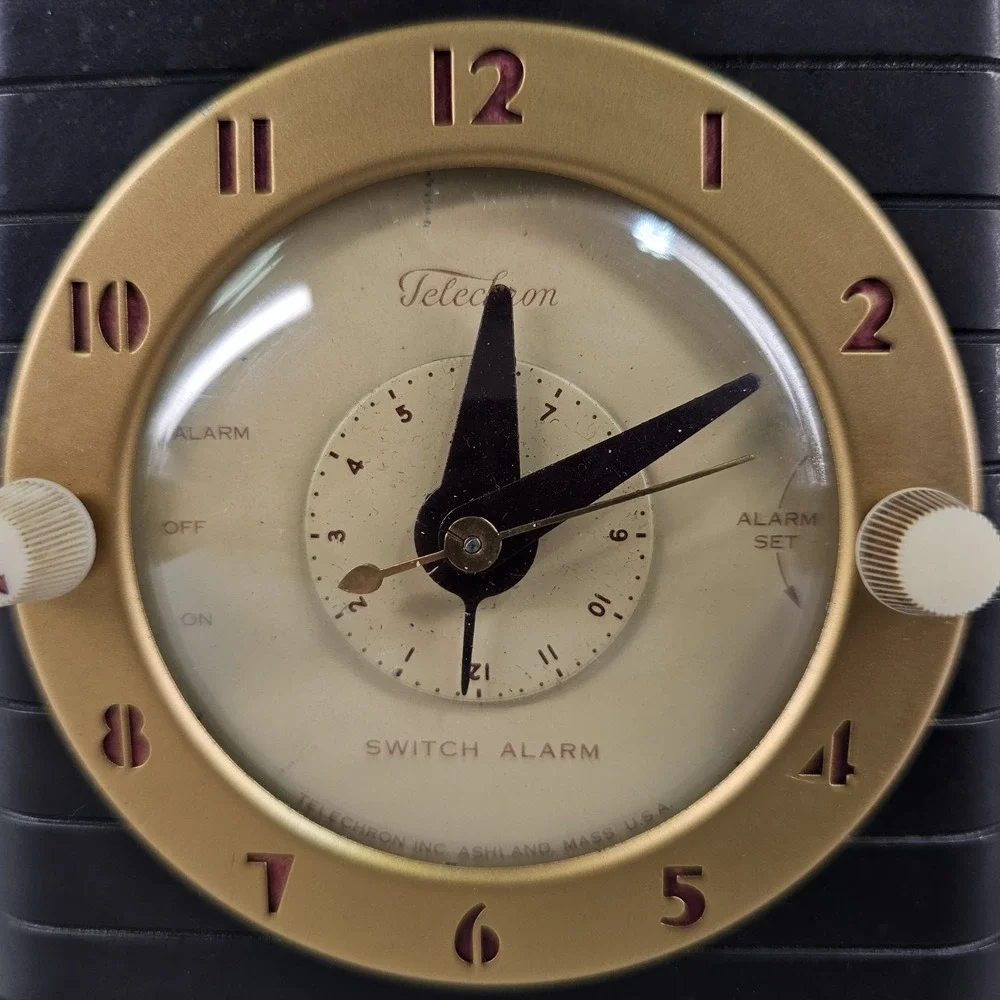 Vintage Telechron Bakelite Switch Alarm 8H61 Clock Art Deco Working USA